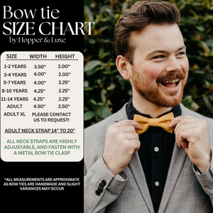 Hopper & Luxe Bow tie Size Chart 