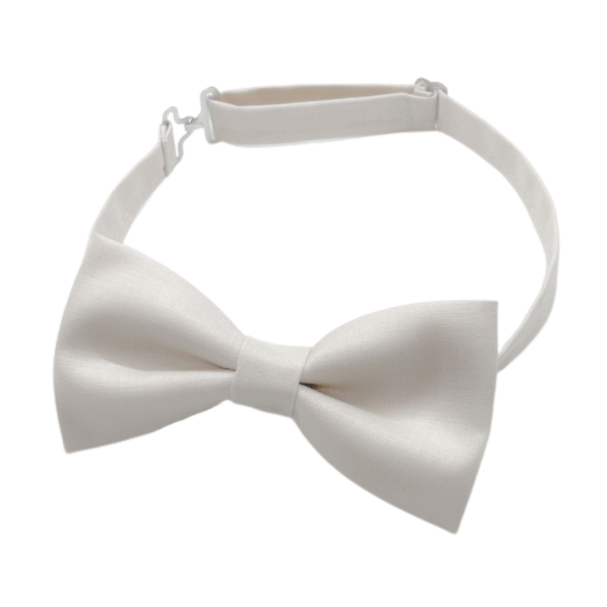 White Cotton Pre-tied Bow tie 