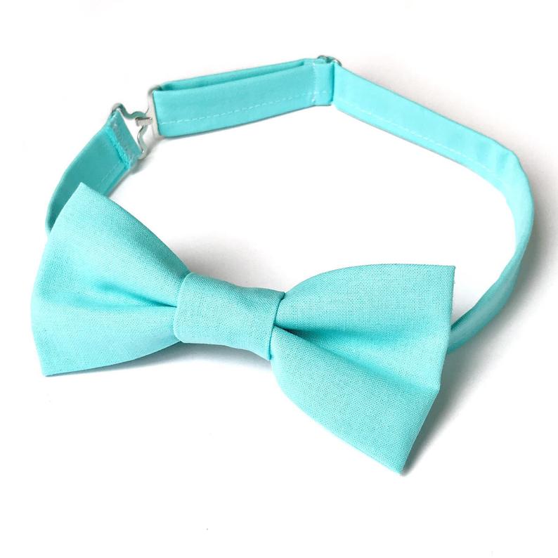 Aqua Bow Tie with Light Grey Suspenders