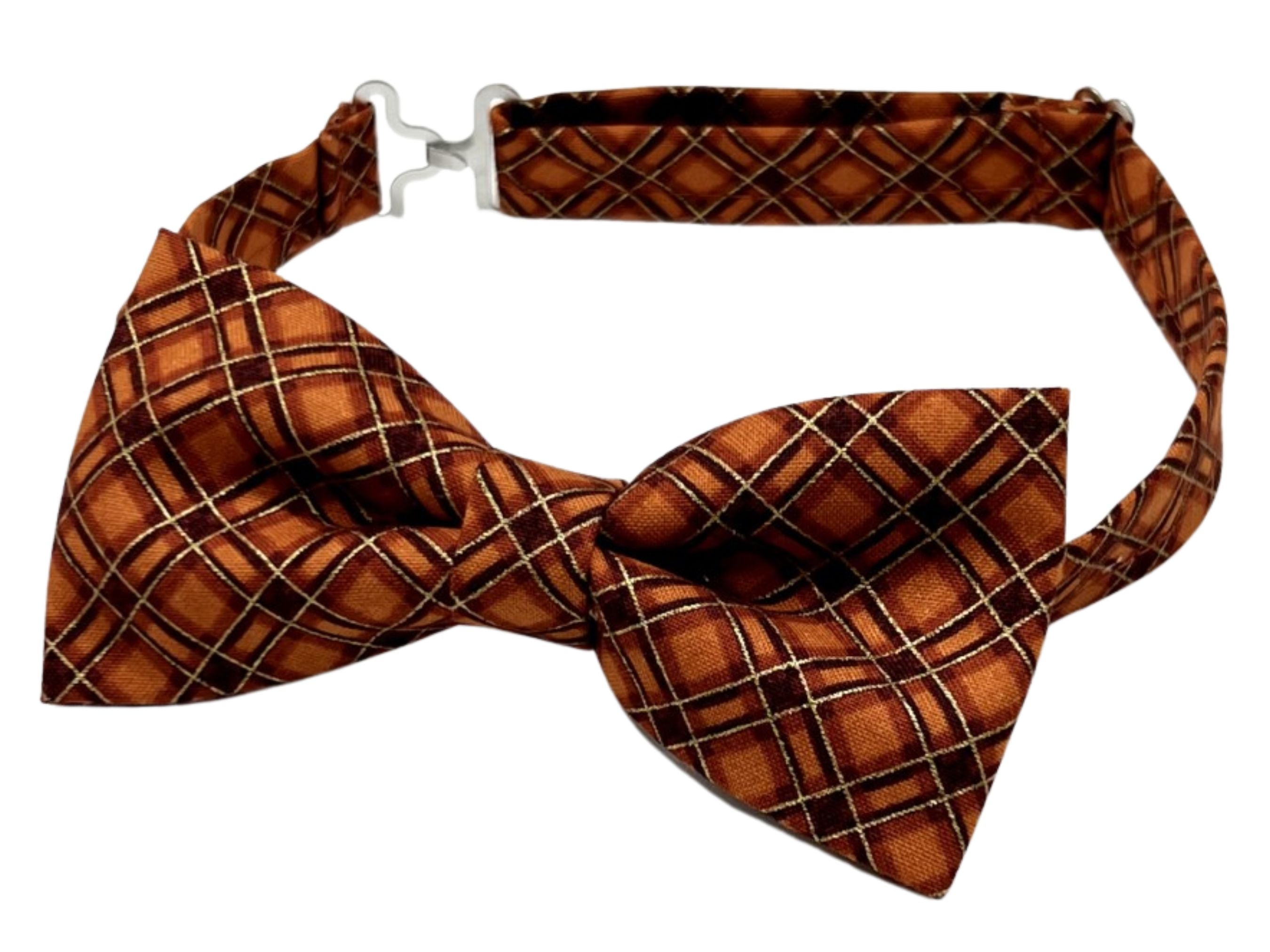 Burnt Orange Plaid Bow tie 