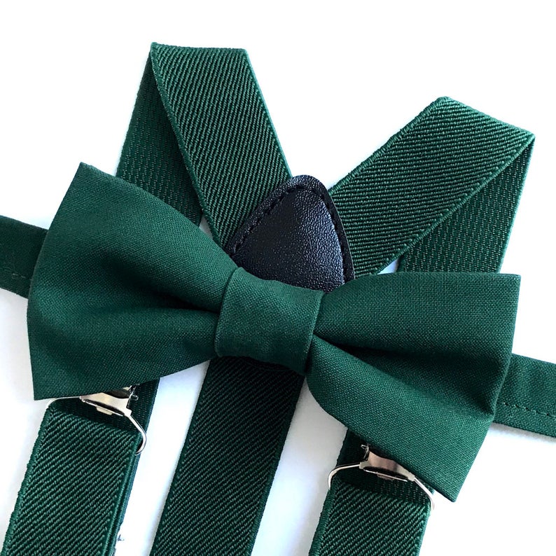 Forest Green Bow tie and Suspenders