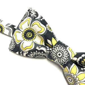 Grey & Yellow Floral Bow tie
