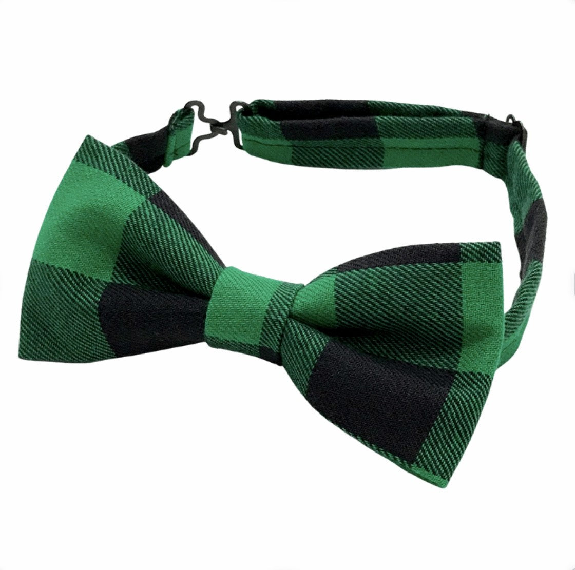 Green and Black Plaid Bow tie 