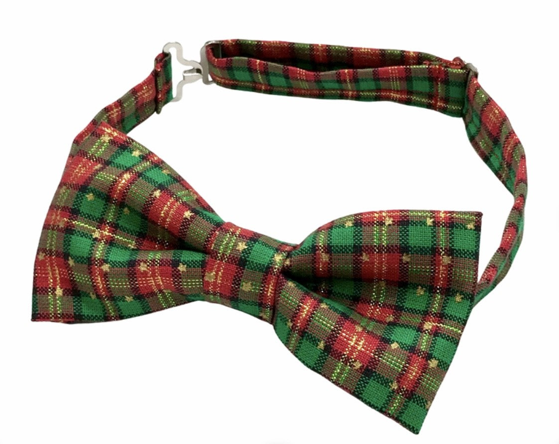 Red and Green Plaid Bow tie 