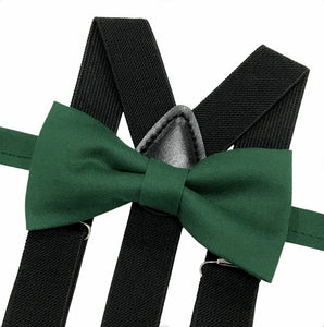 Forest Green Bow tie with Black Suspenders