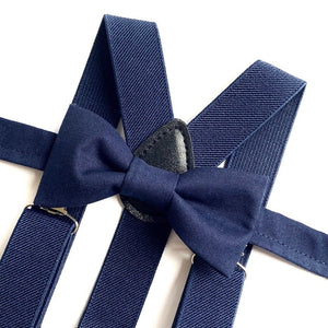 Navy Blue Bow tie and Navy Blue Suspenders 