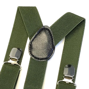 Olive Green Elastic Suspenders