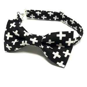 Black and White Swiss Cross Bow tie 
