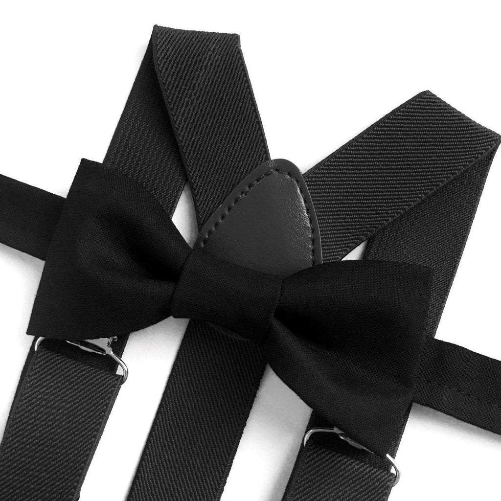 Black Bow Tie with Black Suspenders